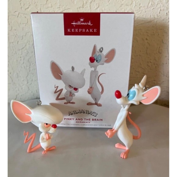 NEW 2022 Hallmark ANIMANIACS PINKY & The BRAIN Set 2 Christmas Ornaments NEW - Picture 1 of 4